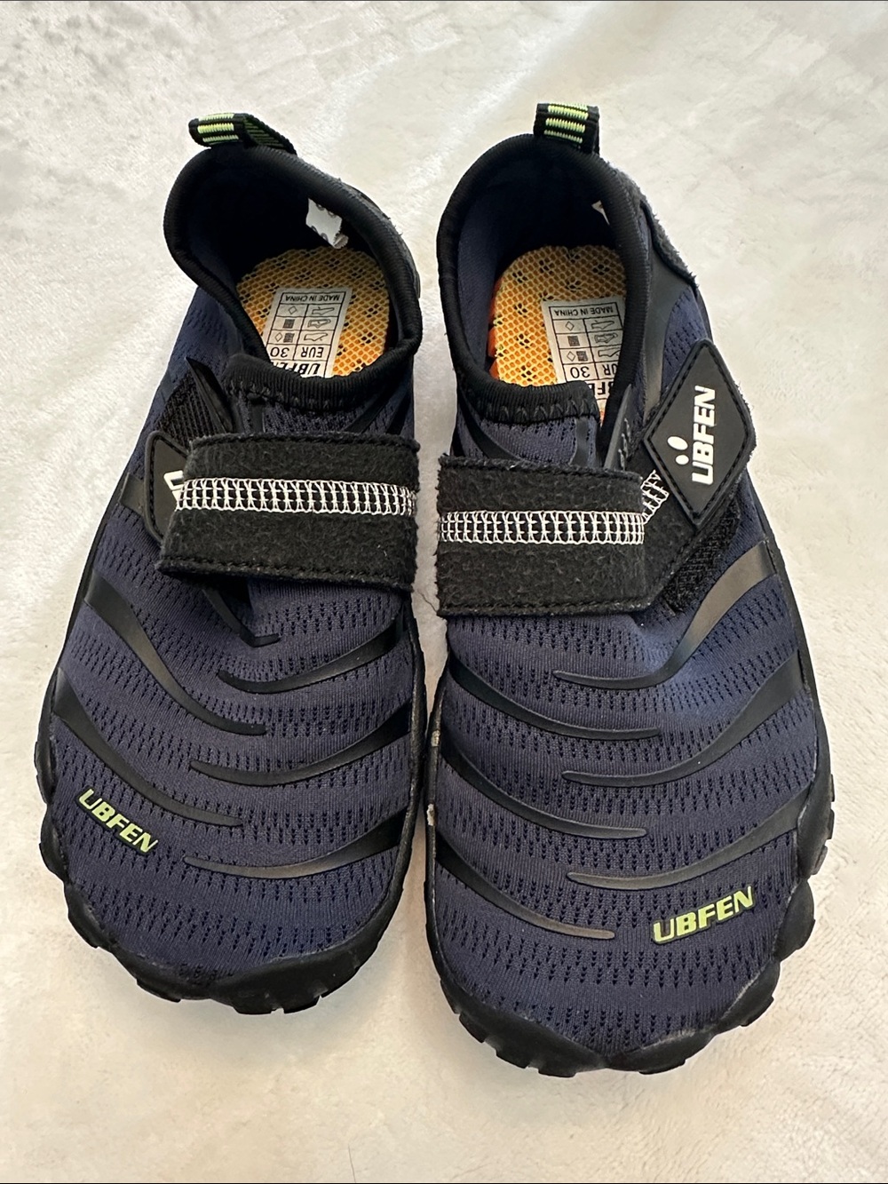 Kids' Navy Water Shoes with Hook-and-Loop Strap-Size 12